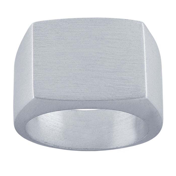 Sterling Silver Brushed-Finish 17 x Rectangle Signet Ring