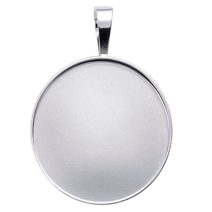 Sterling Silver Round Cabochon Pendant Mounting