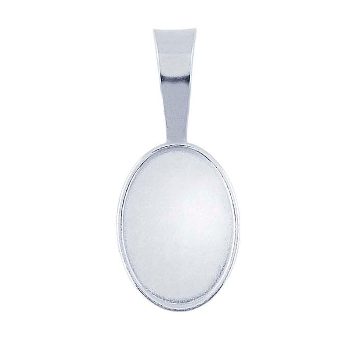 Sterling Silver 14 x 10mm Oval Cabochon Pendant Mounting
