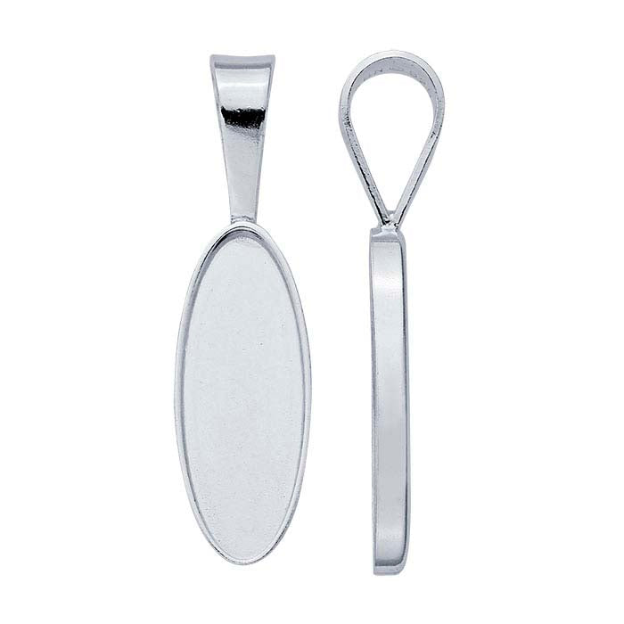 Sterling Silver 22 x Oval Cabochon Pendant Mounting