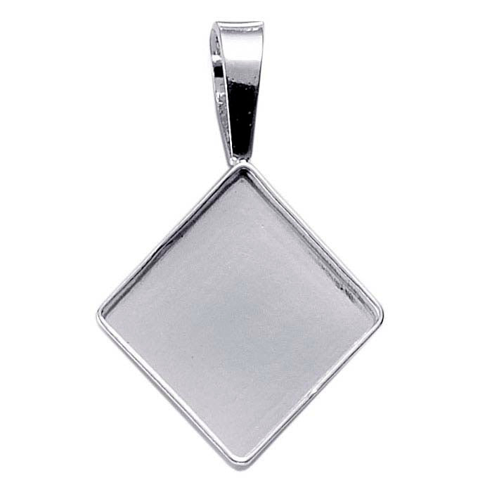 Sterlingsilber quadratischer Cabochon-Anhängerfassung