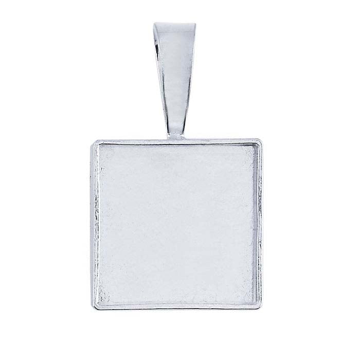 Sterling Silver Square Cabochon Pendant Mounting