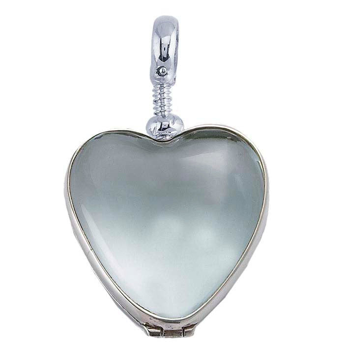 Sterling Silver Heart Antique Glass Locket Pendant