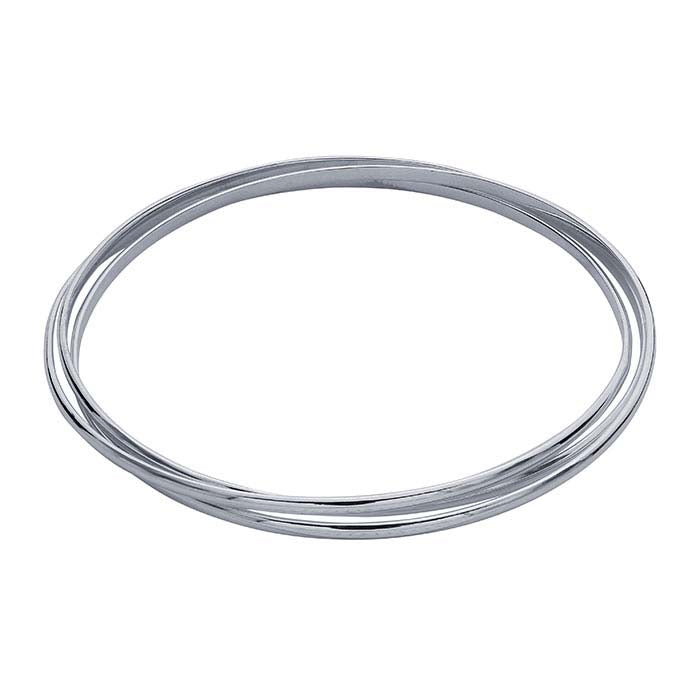 Sterling Silver Three-Ring Interlocking Bangle Bracelet