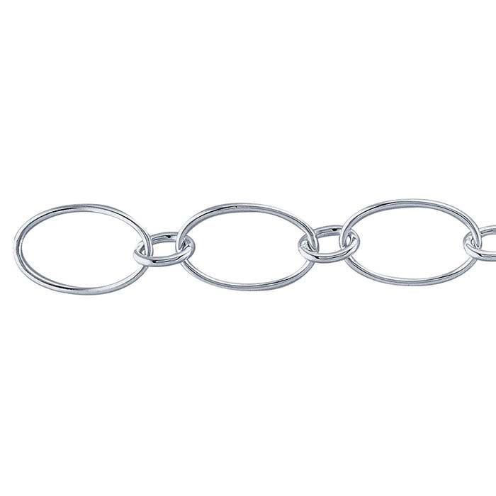 Sterling Silver Oval Long & Short Chain, By the Foot