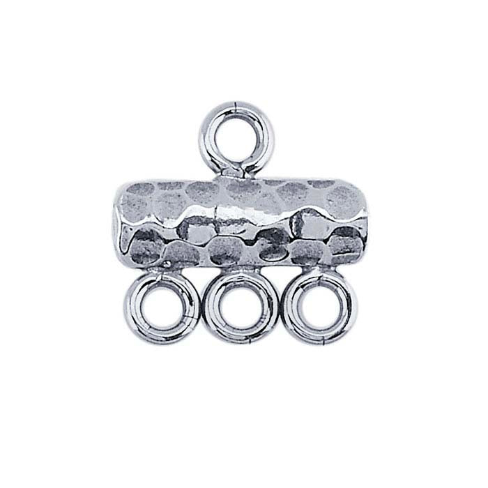 Sterling Silver Hammered Three-Strand End Bar