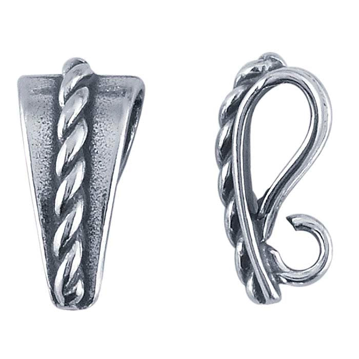 Sterling Silver Rope Design Pendant Bail with Ring