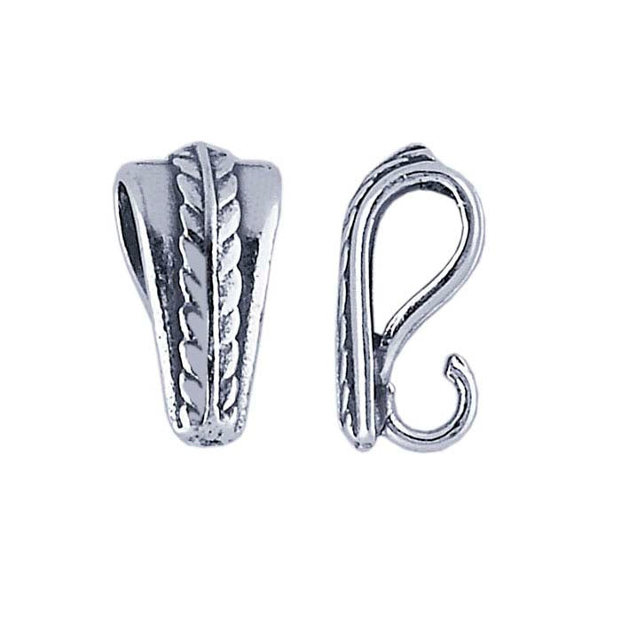 Sterling Silver Leaf Design Pendant Bail with Ring