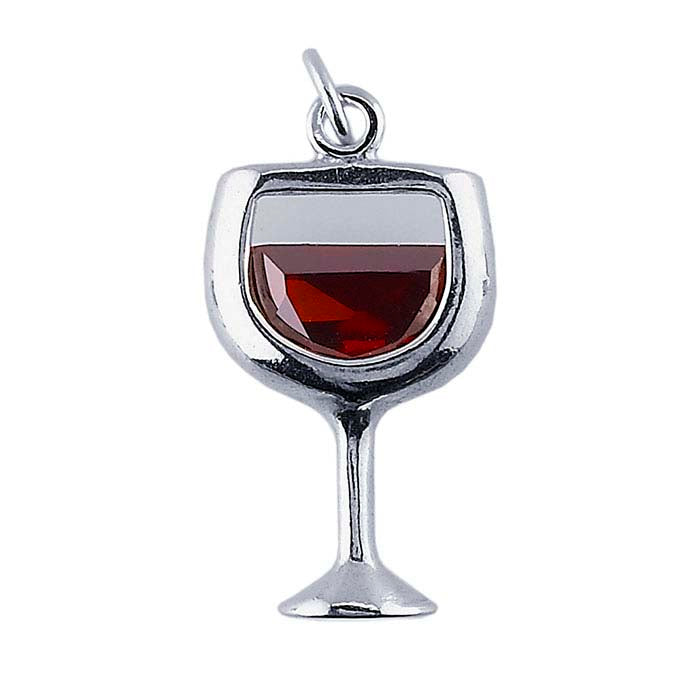 Sterling Silver Red Wine Glass Charm