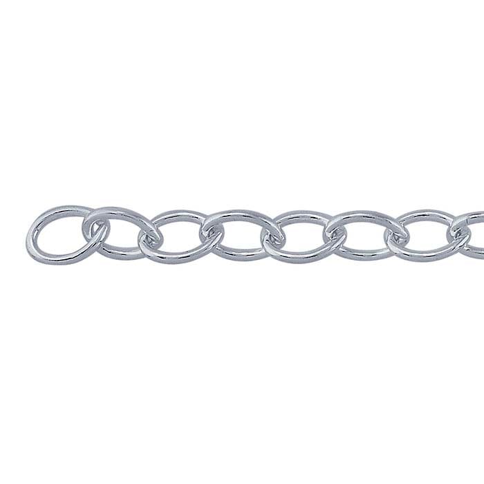 Sterling Silver Oval Cable Chain, By the Foot