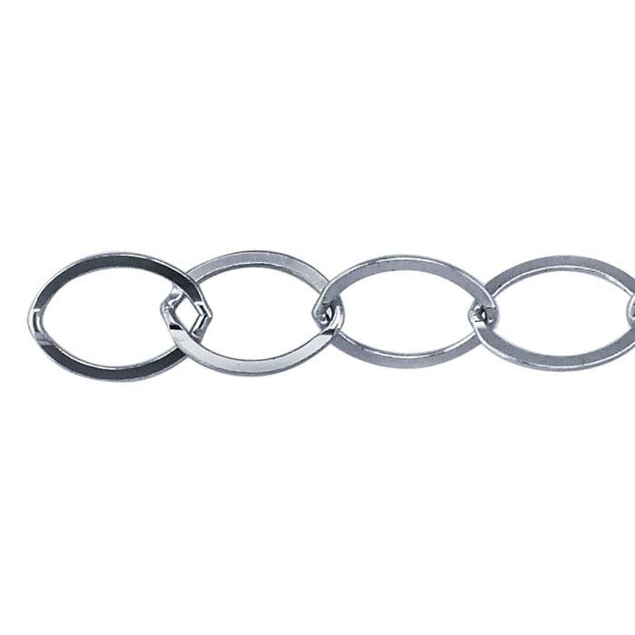 Sterling Silver Flat Oval Cable Chain, 3.05 m. Spool