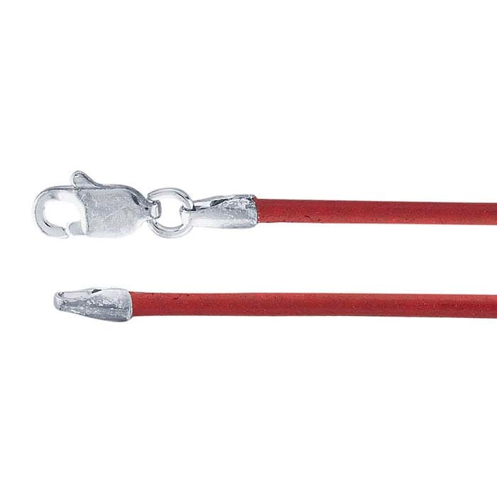 Poppy Red Leather Cord with Sterling Silver Clasp