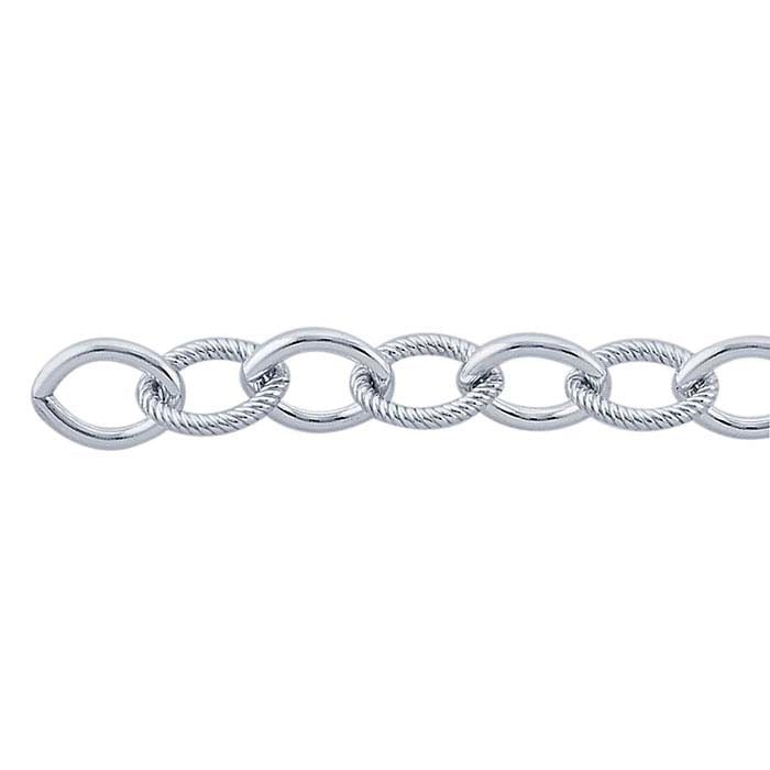 Sterling Silver Patterned and Smooth Oval Cable Chain, By the Foot