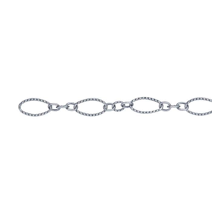 Sterling Silver Oxidized Patterned Long & Short Chain, By the Foot