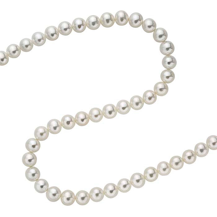 Freshwater Cultured 7.5–8mm Semi-Round Pearl Strand, White, A-Grade