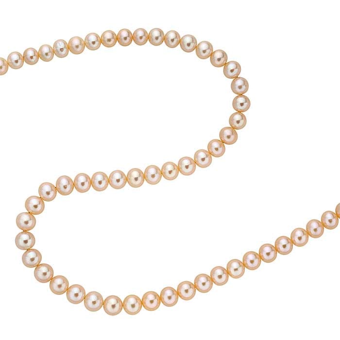 Freshwater Cultured 6–6.5mm Round Pearl Strand, Natural Peach, A-Grade
