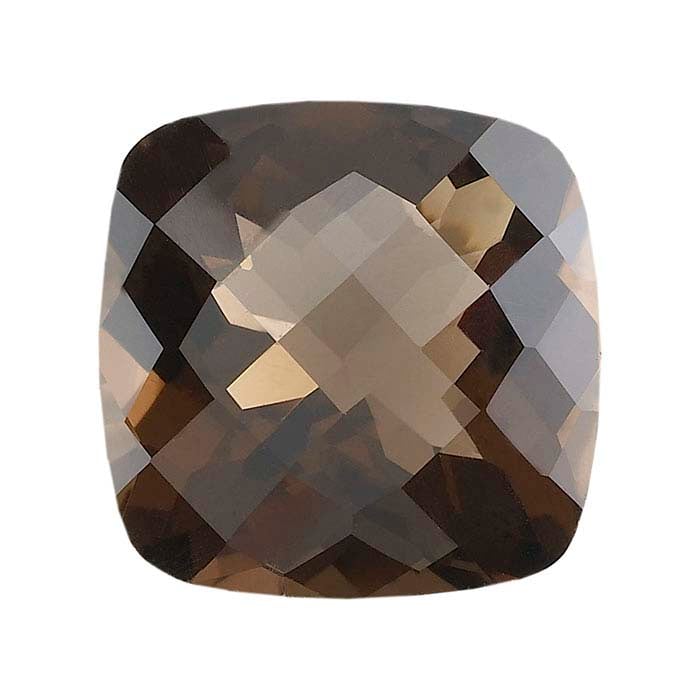 Smoky Quartz Cushion Checkerboard Faceted Gemstones, AA-Grade