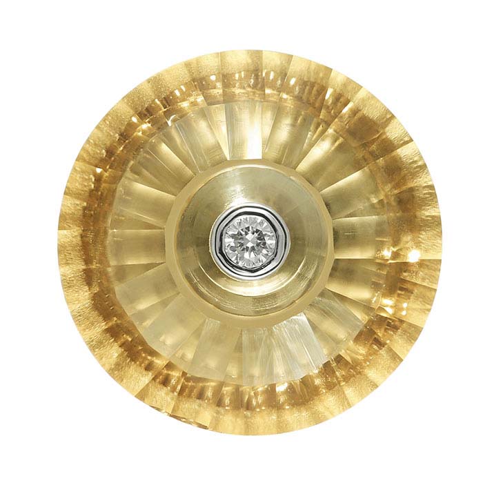 Lehrer TorusRing™ Golden Citrine Round Faceted Gemstone