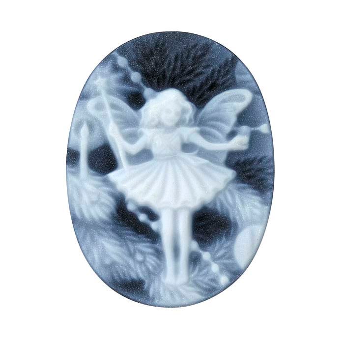 Flower Fairies™ Juodojo agato 20 x 15 mm ovalo formos "Kalėdų eglutės fėja" kameja