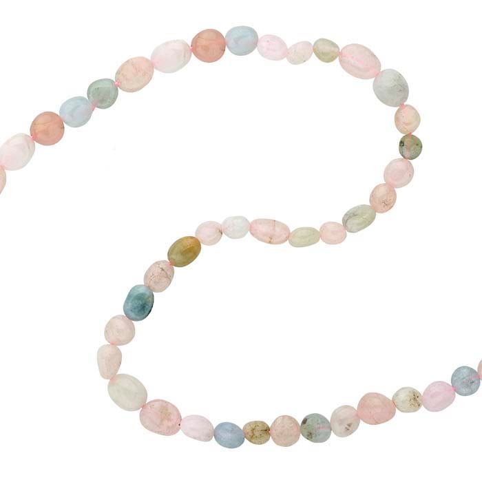 Morganite & Mixed Beryl 6 x Nugget Bead Strand