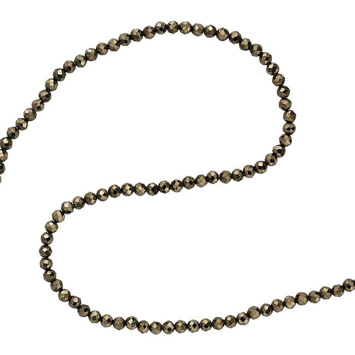 Nici koralików pirytu 3 mm fasetowanych okrągłych