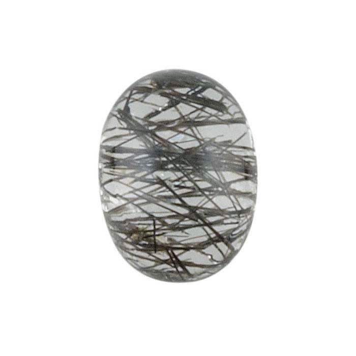 Black Tourmalinated Quartz Oval Cabochon