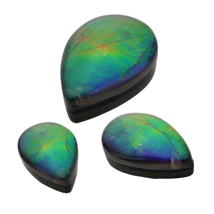 Korite Ammolite 8 x 6mm Pear Triplet Cabochon