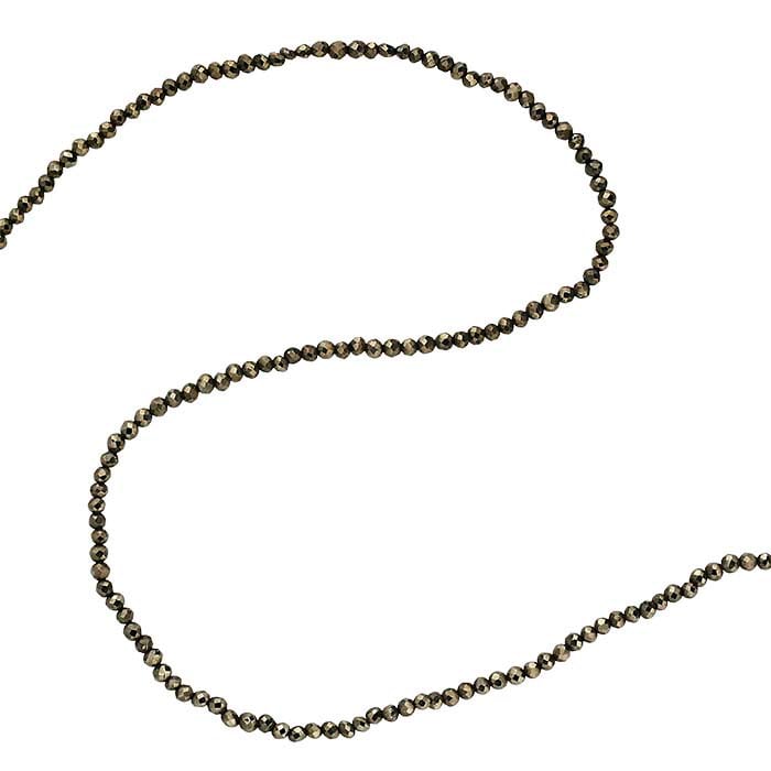 Filo di perle rotonde sfaccettate in pirite