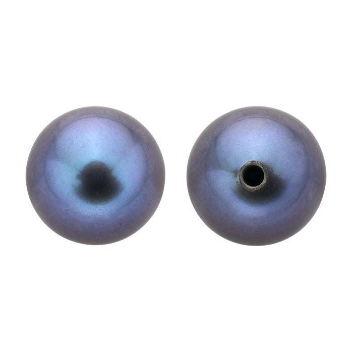 Akoya Cultured Half-Drilled 7mm Round Pearl, Black, A-Grade