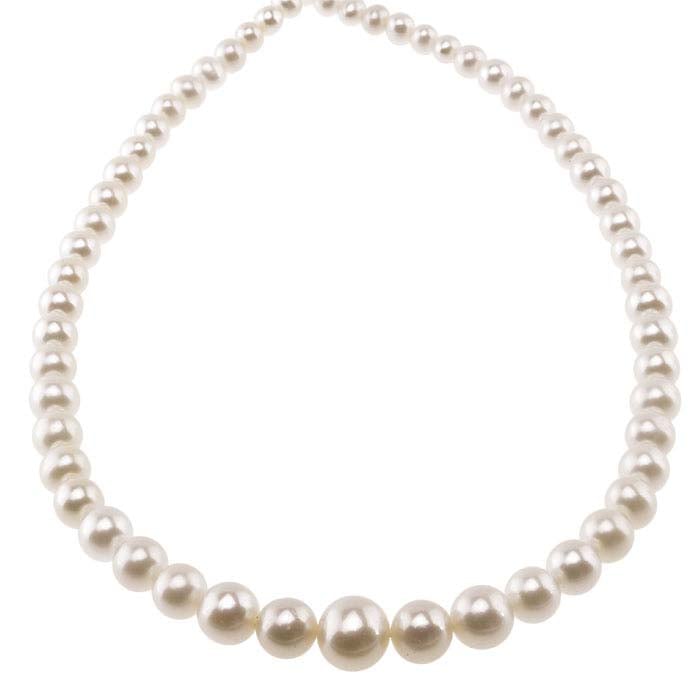 Freshwater Cultured 4– Graduated Semi-Round Pearl Strand, White, A-Grade