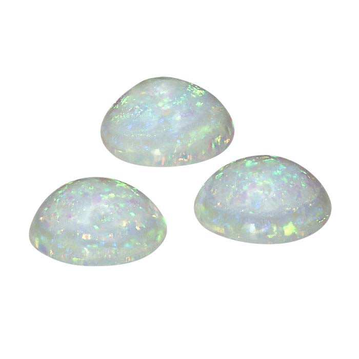 Sterling-Created Nova-Style Lab-Grown Opal 6mm Round Cabochon
