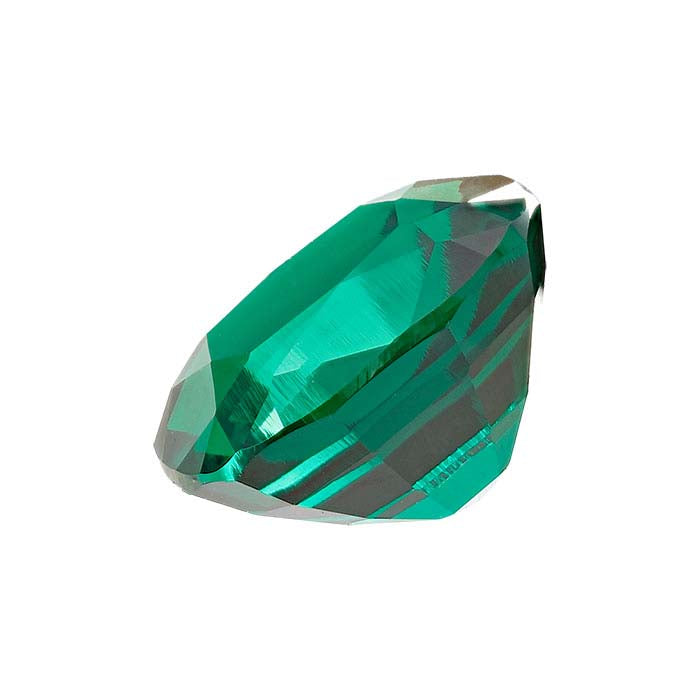 Lab-Grown Emerald Cushion Faceted Gemstone