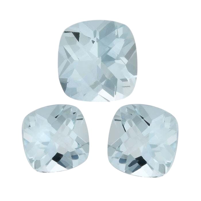 Aquamarine Cushion Faceted Gemstone, A-Grade