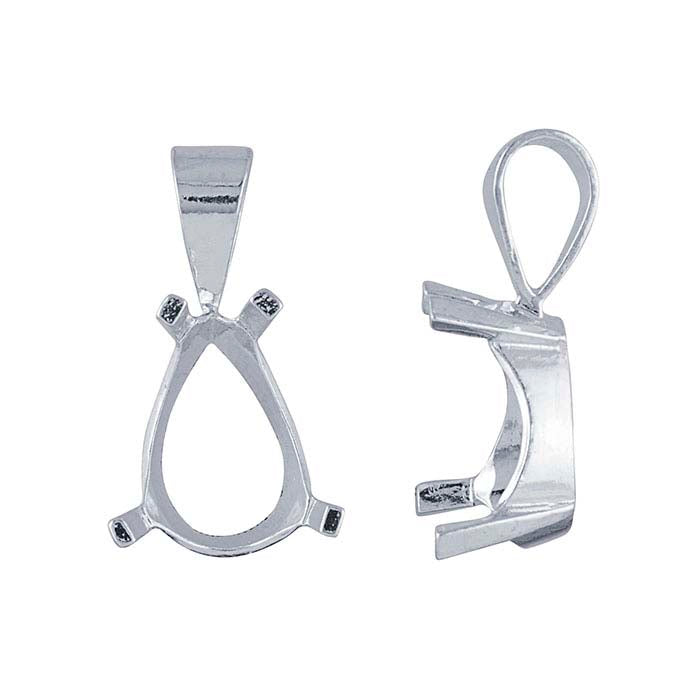 Sterling Silver 18 x 13mm Pear Designer Pendant Mounting