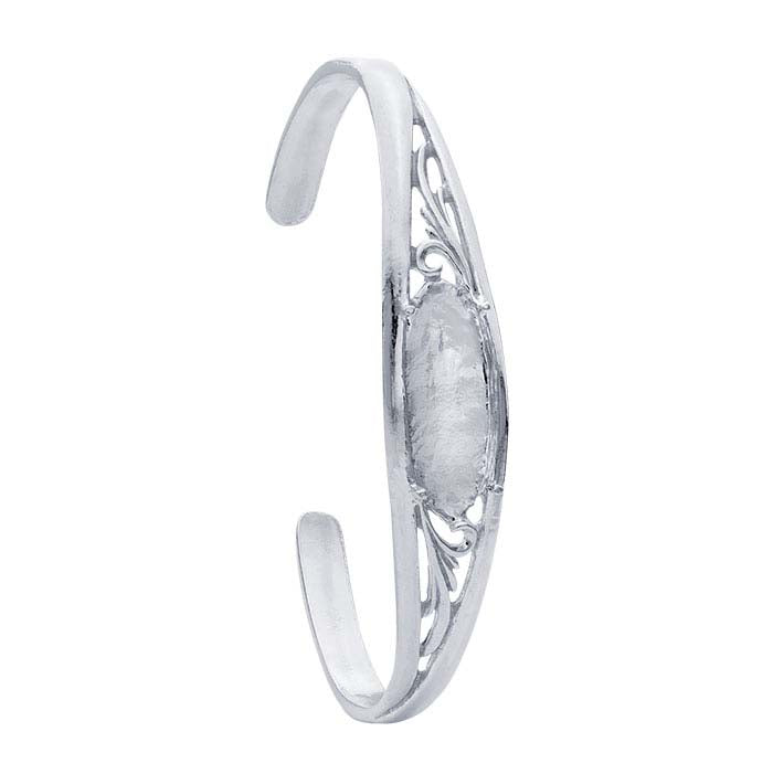 Sterling Silver 22 x Oval Filigree Cuff Bracelet Mounting