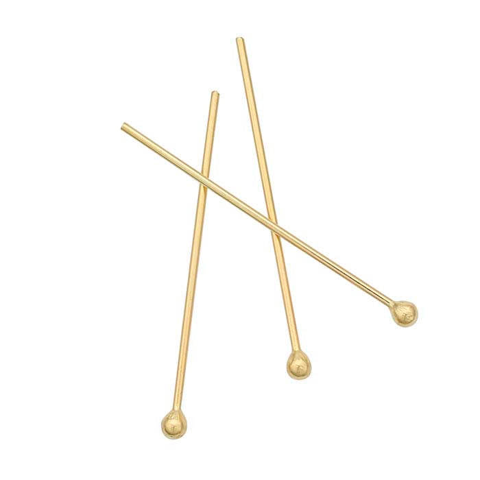 14K Yellow Gold Ball Head Pin, 0.72mm, 1/2-Hard