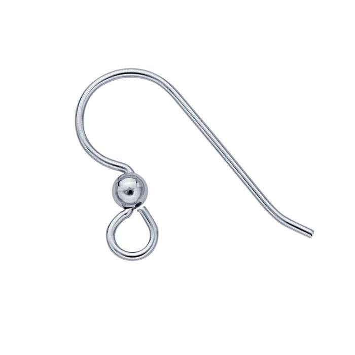 Sterling Silver Platinum-Plated Ear Wire with Loop and Bead