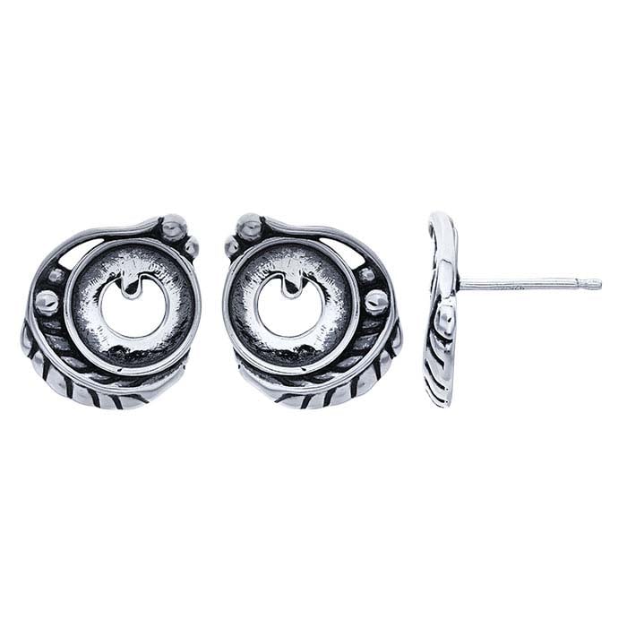 Sterling Silver Round Cabochon Post Earring Mounting