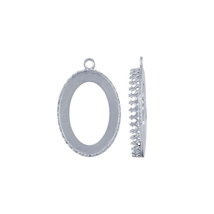 Argentium® Silver Oval Gallery Wire Bezel Cup Component Mounting