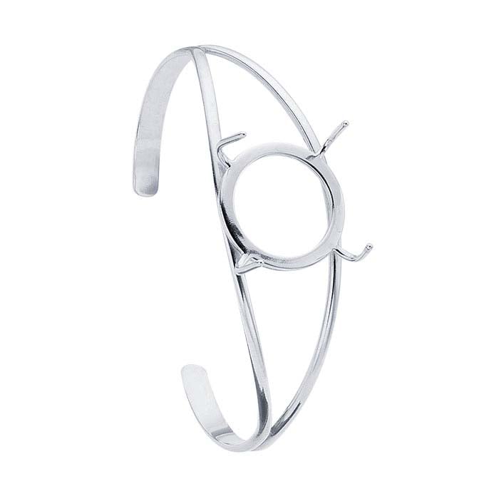 Sterling Silver Round Freeform Cuff Bracelet Mounting