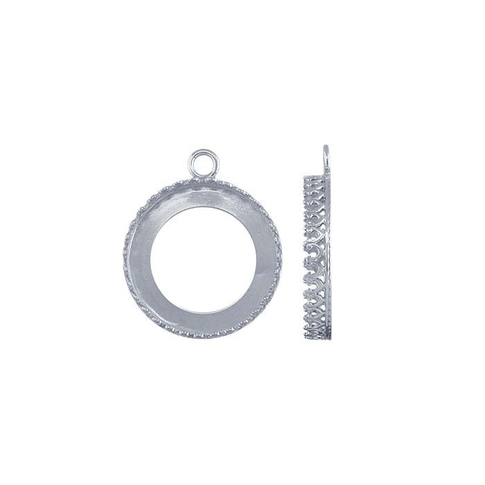 Sterling Silver Round Gallery Wire Cabochon Component Mounting