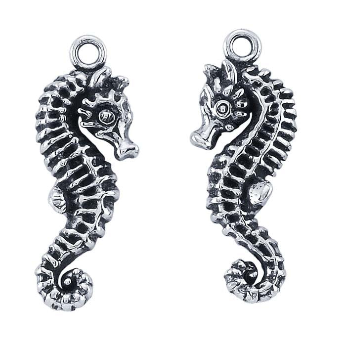 Sterling Silber Seepferdchen Komponente, Vorderseite Paar