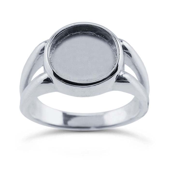 Sterling Silber geteilte Ringschiene 10mm runder Cabochon Ringfassung