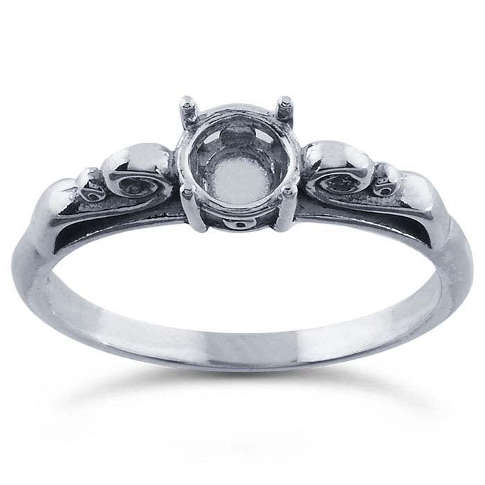 Sterling Silver Scroll ReadySet™ 5mm Round Ring Mounting