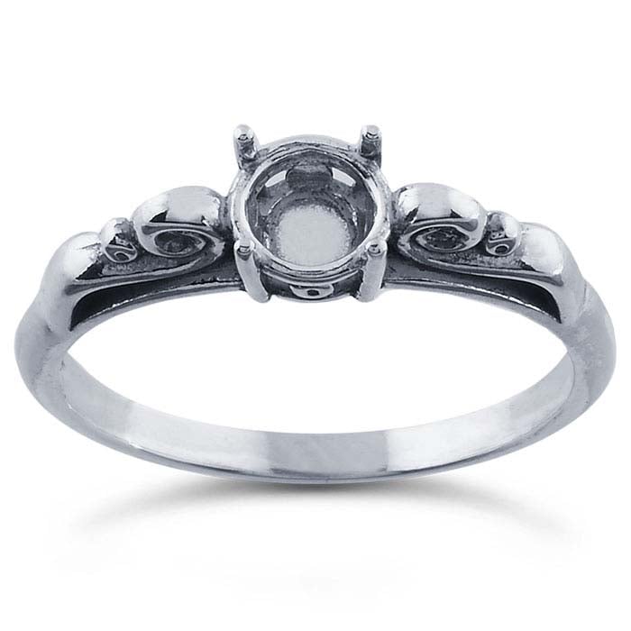 Sterling Silver Scroll ReadySet™ 5mm Round Ring Mounting
