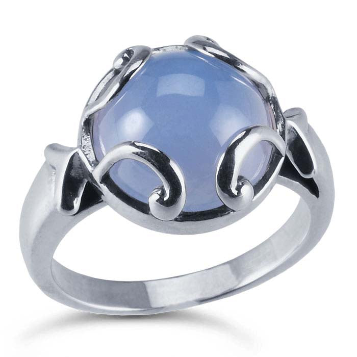 Sterling Silver Swirl Accent 12mm Round Ring Mounting