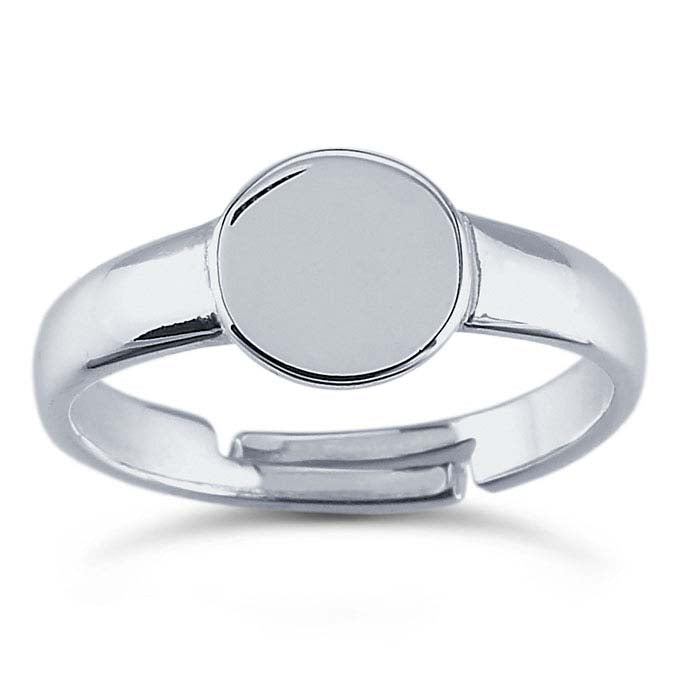 Sterling Silver Round Pad Ring Mounting, Adjustable