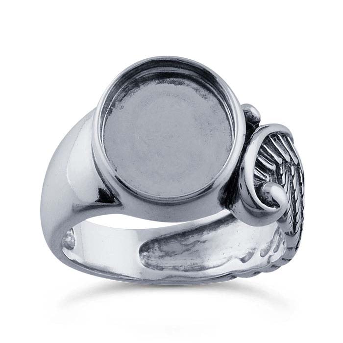 Sterling Silver Angel Wing 12 x Oval Cabochon Ring Mounting