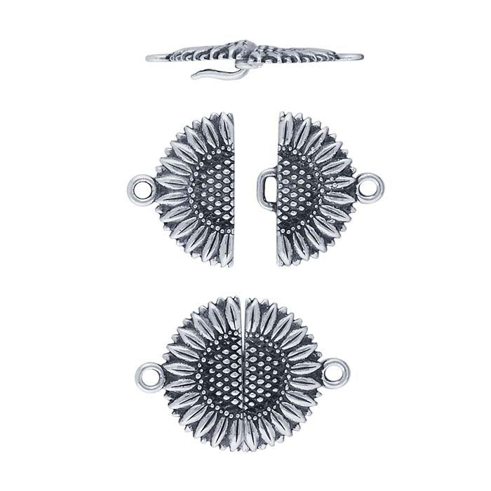 Sterling Silver Sunflower Hook & Eye Clasp