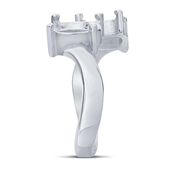 Sterling Silver x Oval Bypass Ring Mounting